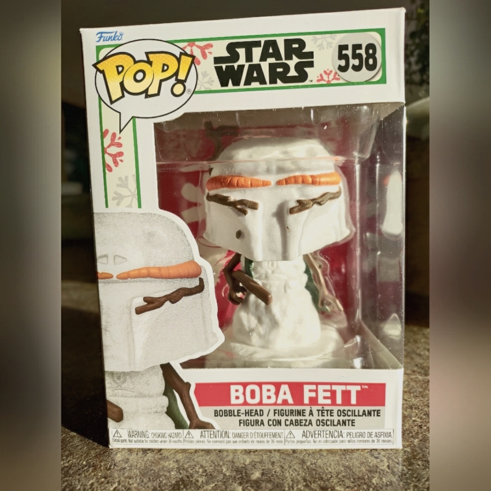 STAR WARS CHRISTMAS SNOWMAN BOBA FETT POP VINYL FIGURE 558 BOBBLE HEAD